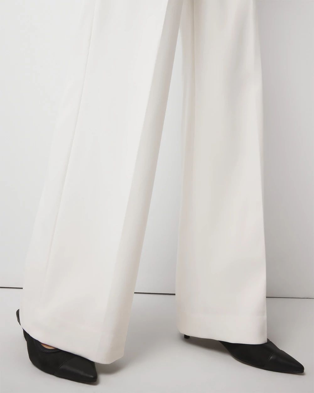 White pleated wide leg trousers outlet